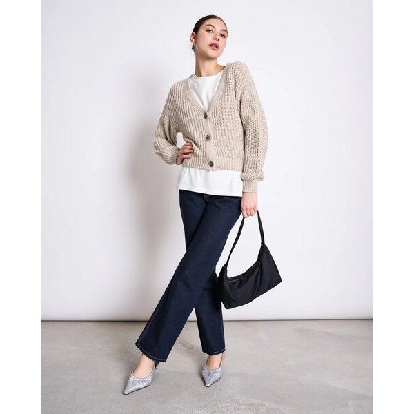 JAN N JUNE V-Ausschnitt Strickjacke LENA aus Baumwolle GOTS