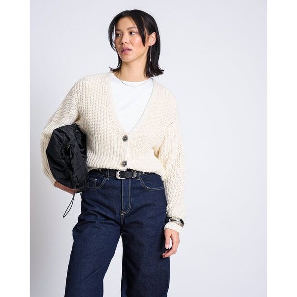 JAN N JUNE V-Ausschnitt Strickjacke LENA aus Baumwolle GOTS