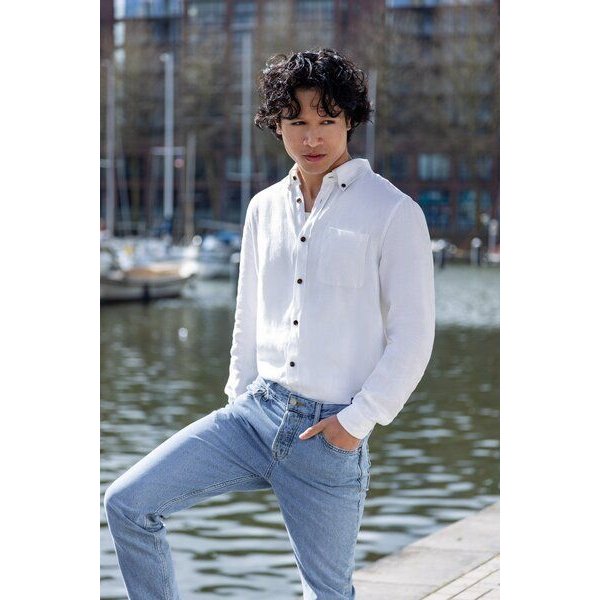 Kings Of Indigo ENDA POCKET | OPTICAL WHITE LINEN