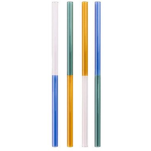 TRANQUILLO Strohhalme RAIINBOW 4er-Set Blau – Borosilikatglas