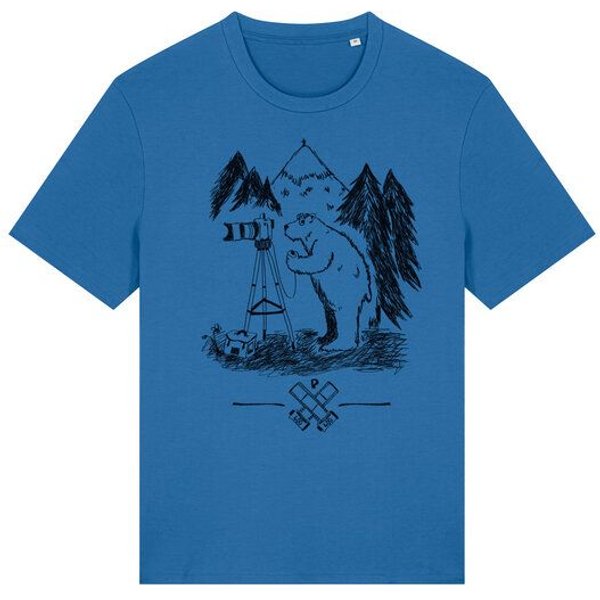 päfjes Foto T-Shirt | Fotokamera analogfotografie mit Bär - Unisex Männer Bio Siebdruck Shirt
