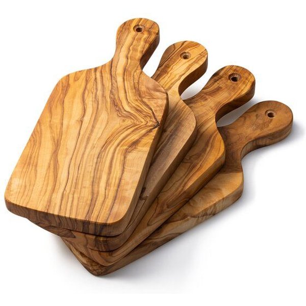 Econovo Holzbrettchen aus Olivenholz mit Griff