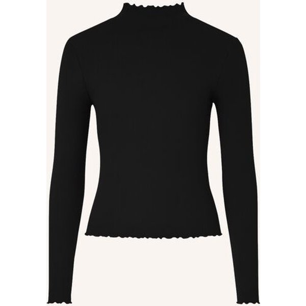 NORDLICHT Geripptes Langarmshirt Lica mit kurzem Stehkragen