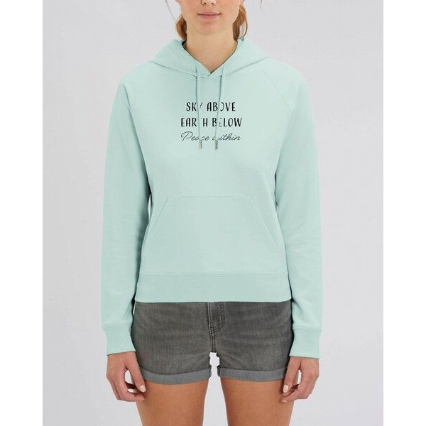 Human Family Bio Damen Sweatshirt mit Kapuze "Trekker - Peace within" aus Bio-Baumwolle
