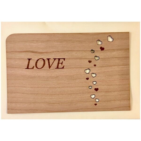 Holzpost Grußkarte "LOVE" aus Kirschbaumholz