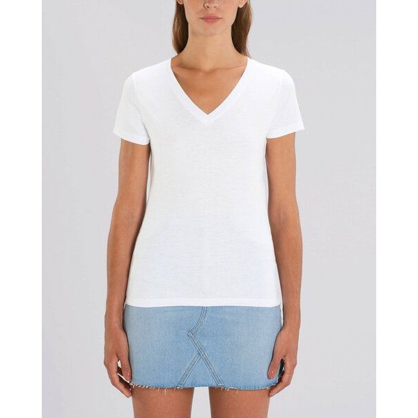 Human Family Bio Damen T-Shirt mit V-Ausschnitt "Evolution - Geo Questionmark" aus Bio-Baumwolle
