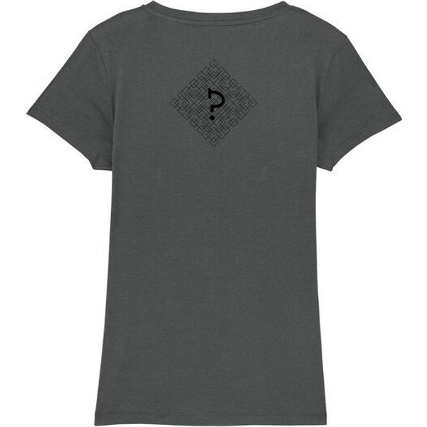Human Family Bio Damen T-Shirt mit V-Ausschnitt "Evolution - Geo Questionmark" aus Bio-Baumwolle