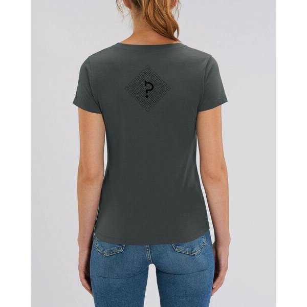 Human Family Bio Damen T-Shirt mit V-Ausschnitt "Evolution - Geo Questionmark" aus Bio-Baumwolle