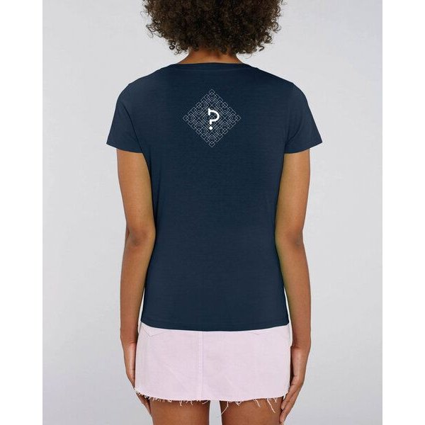 Human Family Bio Damen T-Shirt mit V-Ausschnitt "Evolution - Geo Questionmark" aus Bio-Baumwolle