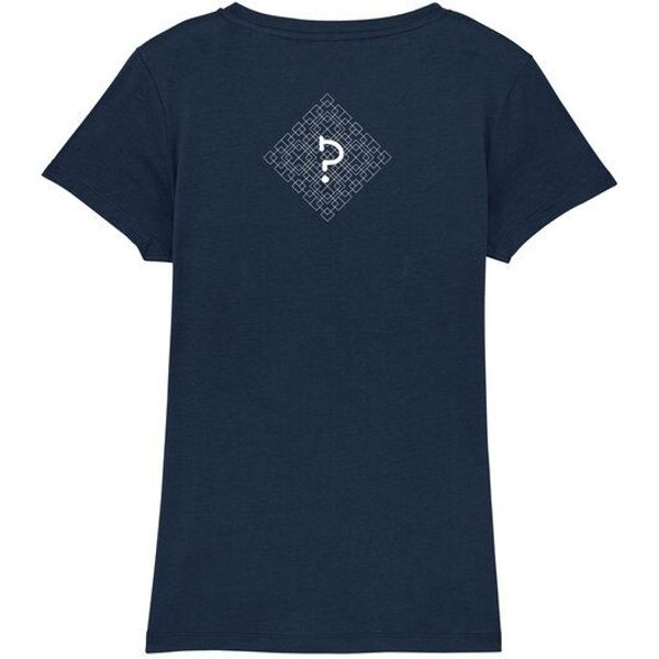 Human Family Bio Damen T-Shirt mit V-Ausschnitt "Evolution - Geo Questionmark" aus Bio-Baumwolle