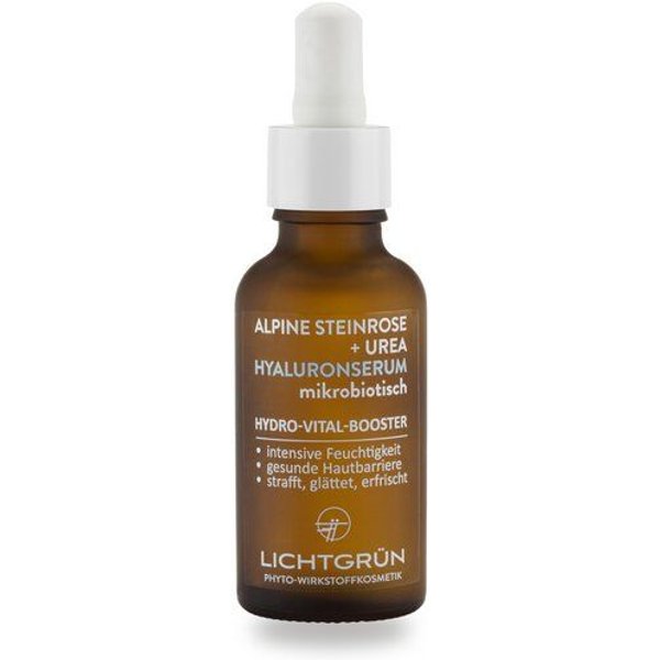 LICHTGRÜN Hyaluronserum 4-fach mikrobiotisch Alpine Steinrose + Urea