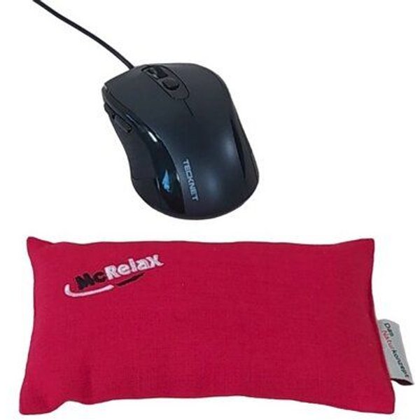 McRelax – Ergonomisches Computer-Mauskissen / Handgelenkauflage (mit Bio-Hirseschalen & Leinenhülle)