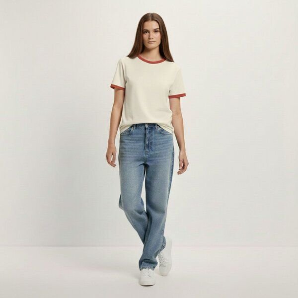 YTWOO Vintage Ringer-T-Shirt Damen