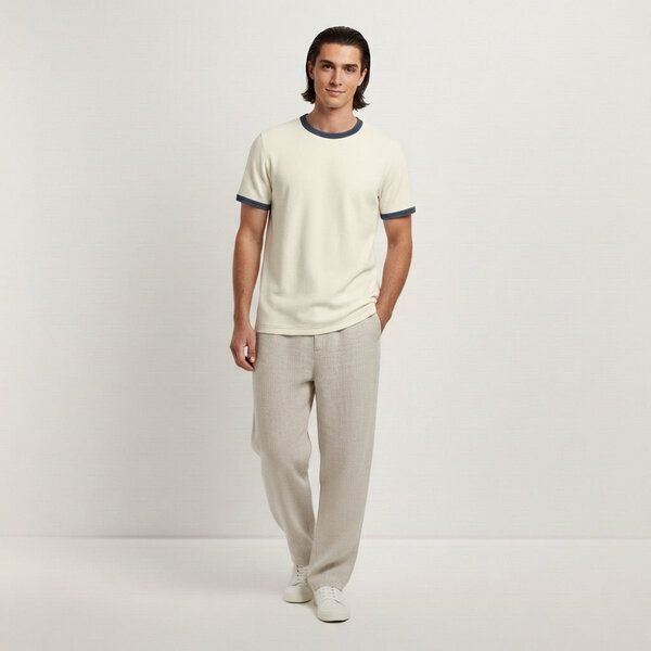 YTWOO Vintage Ringer-T-Shirt Herren
