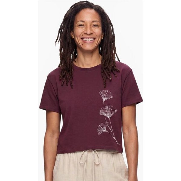 Life-Tree Modal Fairwear Shirt Women Ginkgo | Natural/Plum
