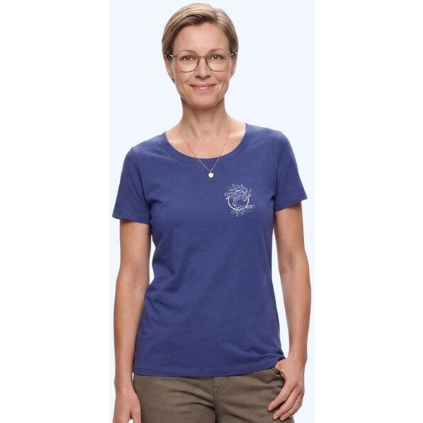 Life-Tree Organic Fairwear Shirt Women Logo Olive | Rot/Blau