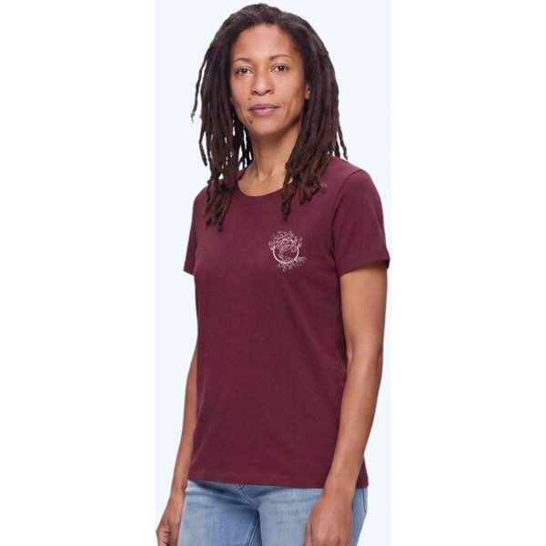 Life-Tree Organic Fairwear Shirt Women Logo Olive | Rot/Blau