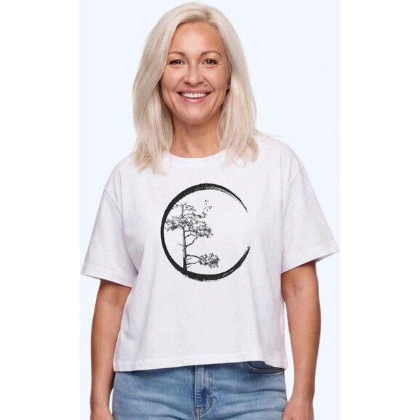 Life-Tree Organic Fairwear Shirt Women Fairwear Organic Oversized Circle | White