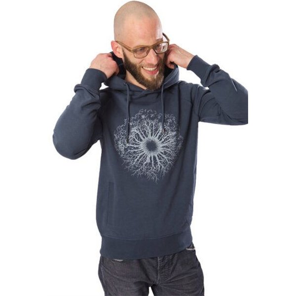 Life-Tree Organic Fairwear Hoodie Men Fairwear Organic Dark WoodenIris/ | Blau/Rot