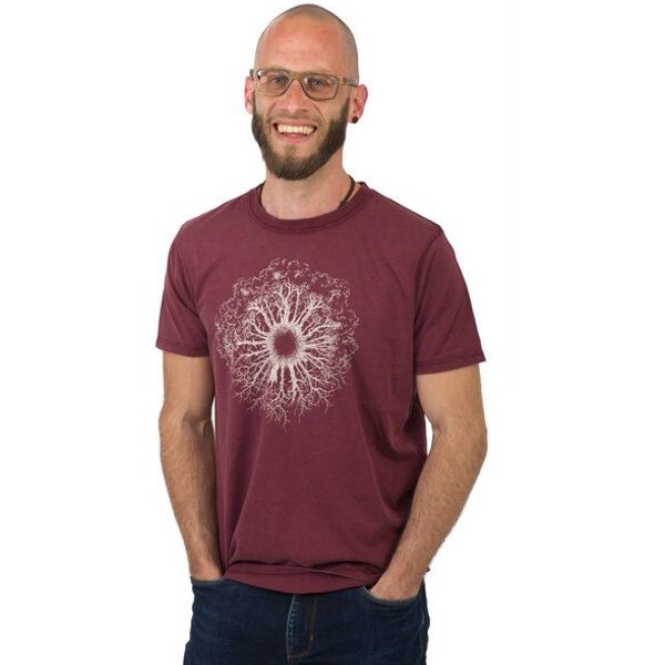 Life-Tree Organic Fairwear Shirt Men Fairwear Organic Stone WoodenIris/ | Grün/Rot