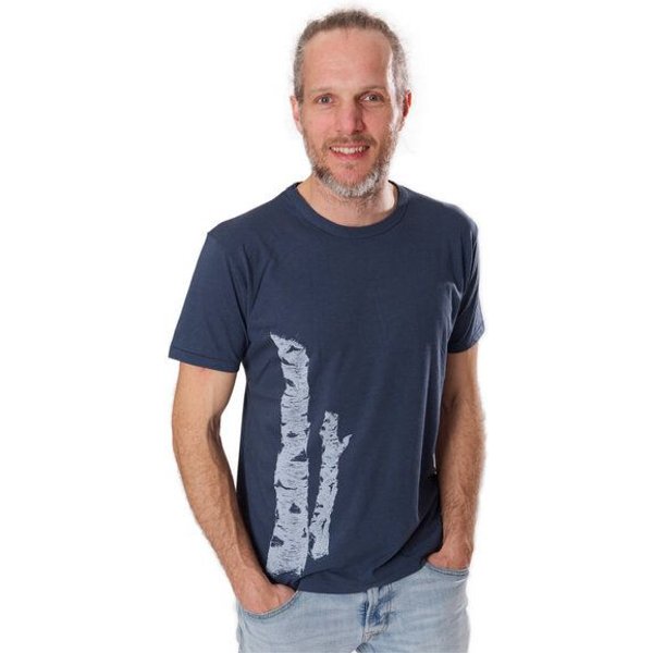 Life-Tree Bamboo Fairwear Shirt Men Birkenstamm | Denim Blue/Leaf Green