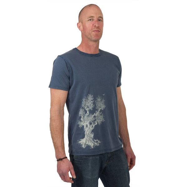 Life-Tree Organic Fairwear Shirt Men Olive Tree | Grün/Blau