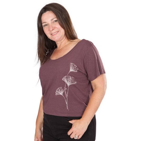 Life-Tree Fairwear Shirt Women Ginkgo | Lila/Altrosa