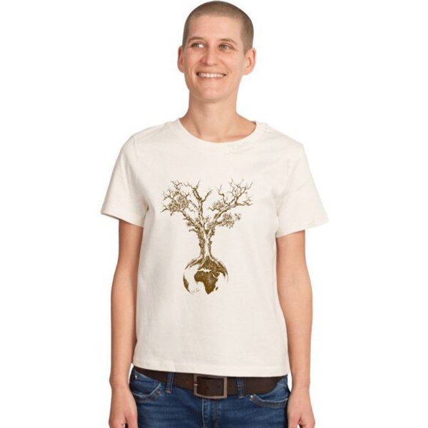 Life-Tree Organic Fairwear Shirt Women Weltenbaum | Rot/Natur
