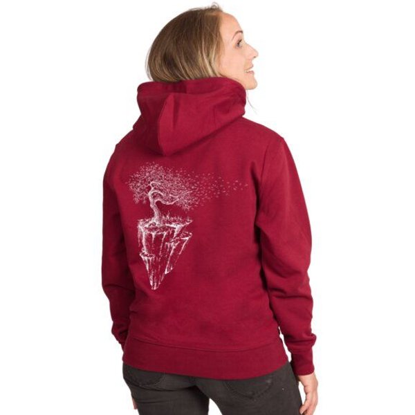 Life-Tree Organic Fairwear Hoodie Unisex Fairwear Organic Burgundy Maple Island