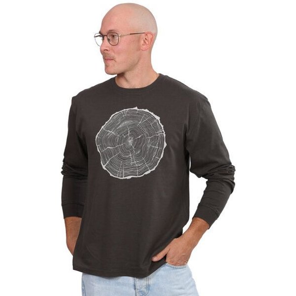 Life-Tree Organic Fairwear Longsleeve Men Fairwear Organic Shirt Faded BigSlice | Schwarz