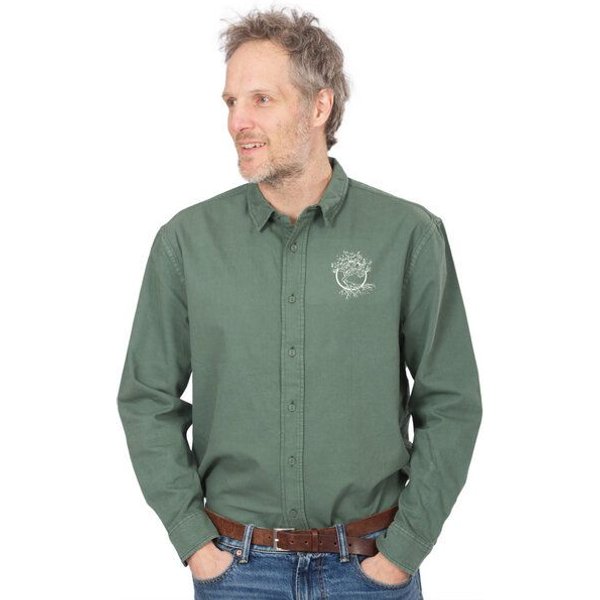 Life-Tree Organic Fairwear Fairwear Men Organic Hemd Workershirt Logo Bay Olive | Grün