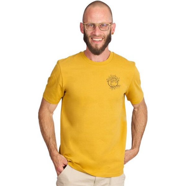 Life-Tree Organic Fairwear Shirt Men Logo Olive | Burgund/Natur/Gelb