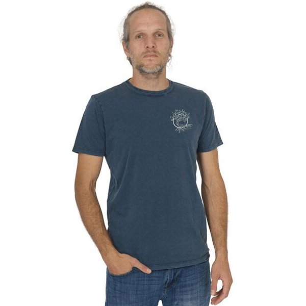Life-Tree Organic Fairwear Shirt Men Logo Olive Stone Washed | Blau/Grün/Rot