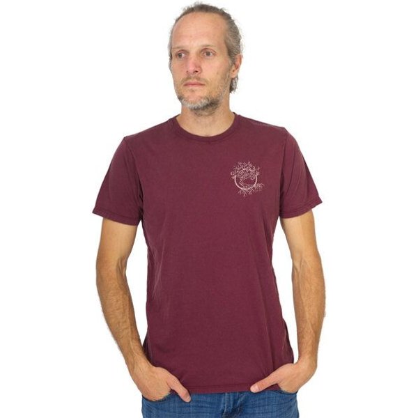 Life-Tree Organic Fairwear Shirt Men Logo Olive Stone Washed | Blau/Grün/Rot