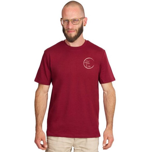 Life-Tree Organic Fairwear Shirt Men Fairwear Organic Logo Circle Burgundy/Natur/Gelb | Burgund/Natur/Gelb
