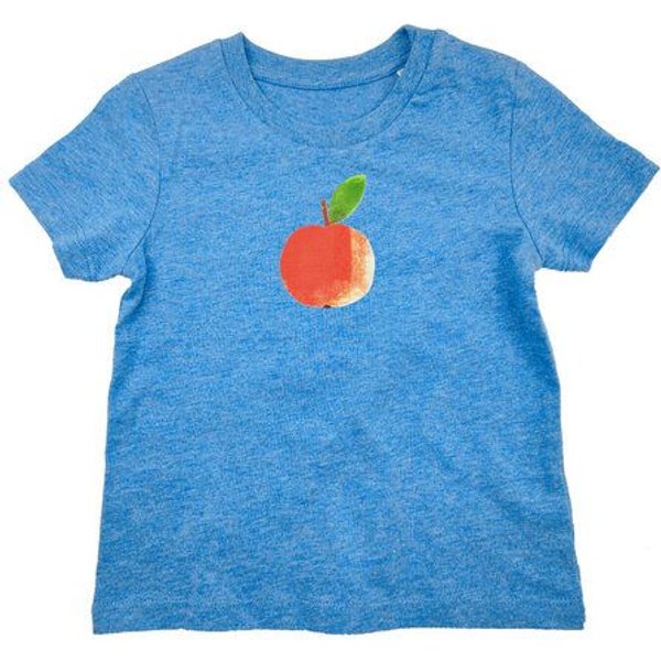 MELAdi Kinder Baby - Shirt aus Biobaumwolle - Apfel auf Heather Blue