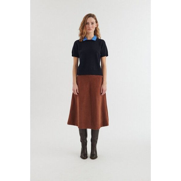 Basic Apparel Midi-Cord-Rock MILLU in A-Linie aus Bio-Baumwolle