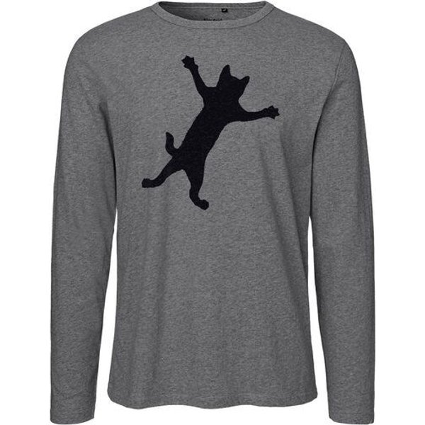 HANDGEDRUCKT "Klammerkatze" Männer Longsleeve Neutral