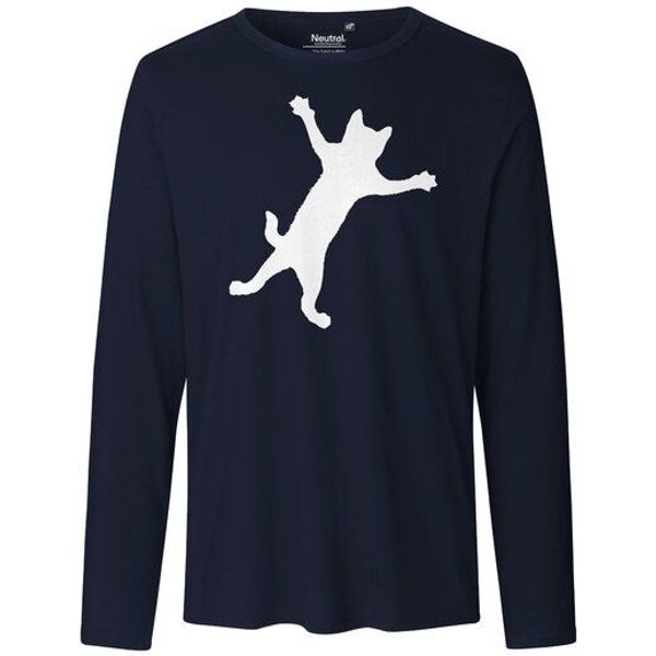 HANDGEDRUCKT "Klammerkatze" Männer Longsleeve Neutral