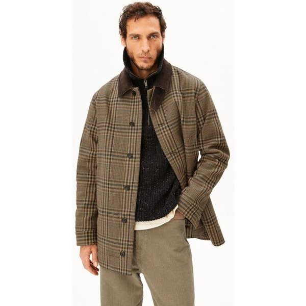 ARMEDANGELS CHECK Herren Karierter Mantel aus recyceltem Woll-Mix
