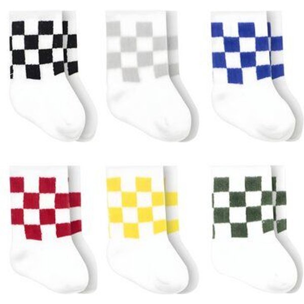 bistyle Babysocken 6er-Pack | Jungen & Mädchen | Karo Schachbrett Muster | Bio-Baumwolle