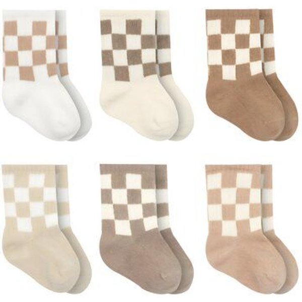 bistyle Babysocken 6er-Pack | Jungen & Mädchen | Karo Schachbrett Muster | Bio-Baumwolle