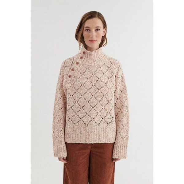 Basic Apparel Rollkragen-Strickpullover UTTA aus Wolle und Baumwolle