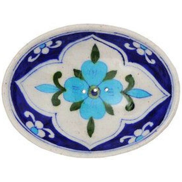 TRANQUILLO Blue Pottery Seifenschale von Hand geformt und bemalt