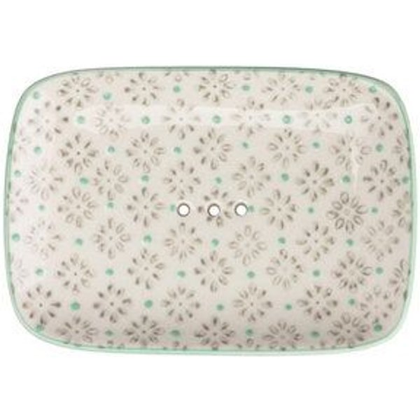 TRANQUILLO Seifenschale aus Steinzeug mit floralen Mustern und Ornamenten 13,5 cm