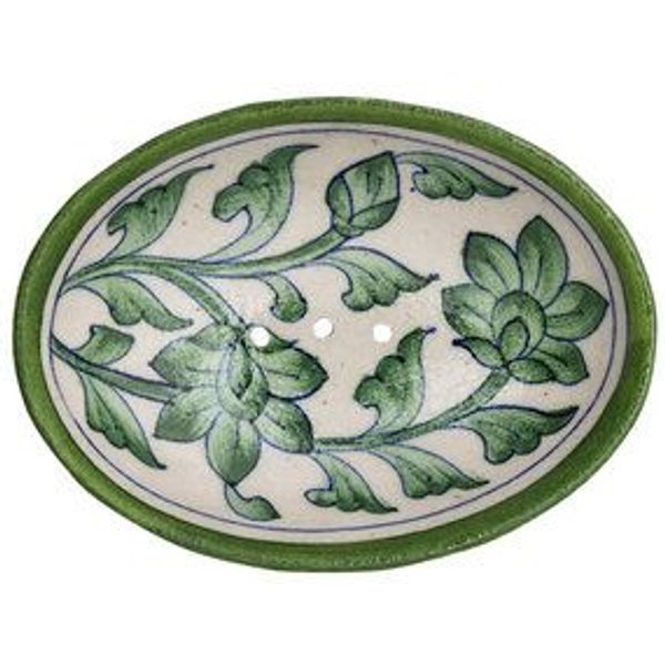 TRANQUILLO Blue Pottery Seifenschale von Hand geformt und bemalt