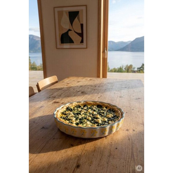 TRANQUILLO Quicheform FLORAL aus Steinzeug mit Muster 22 cm (POR566, POR672)