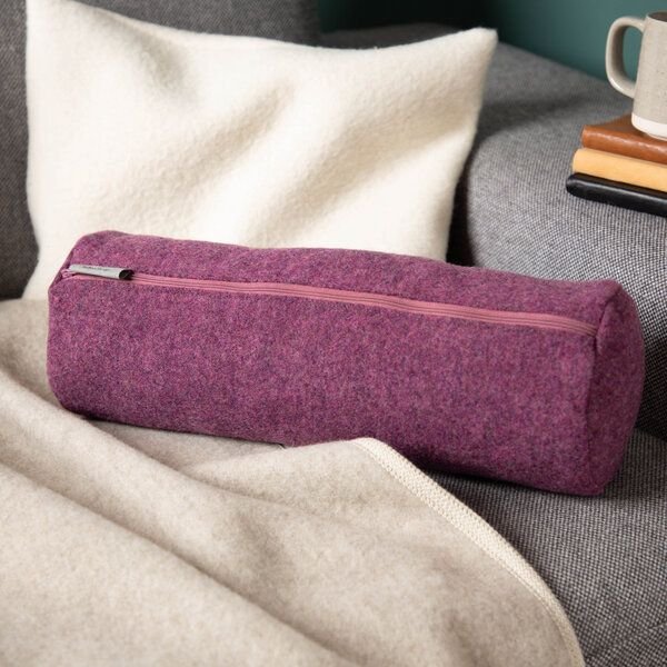 nahtur-design Nackenrolle aus Flauschloden | Wollkügelchen oder Dinkelspelz | 40 × 16 cm