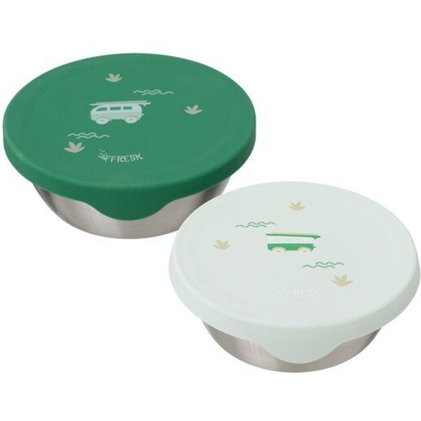 Fresk Snackbox-Set für Kinder – 2 Edelstahldosen mit Silikondeckel