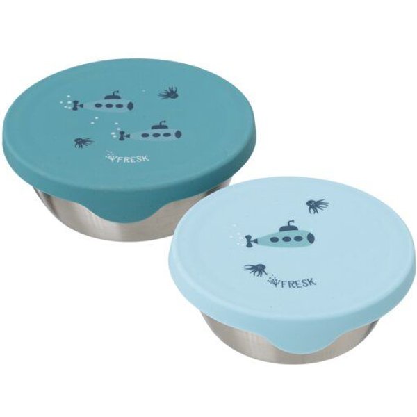 Fresk Snackbox-Set für Kinder – 2 Edelstahldosen mit Silikondeckel